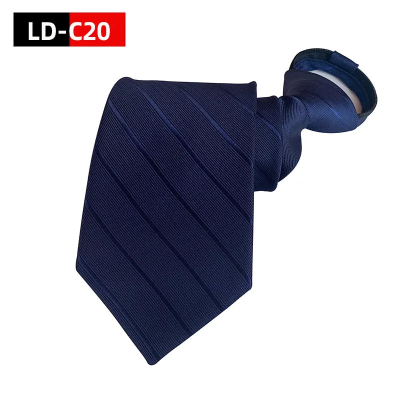 Corbata Preatada Con Cremallera Rayada Elegante y Práctica Para Bodas