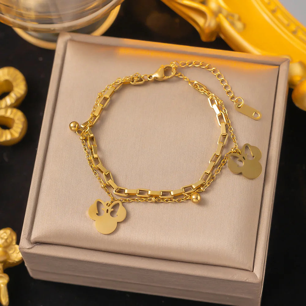 Pulsera Dijes Mickey Mouse | Encanto y Estilo en Acero Inoxidable