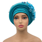 Turbante Africano con Ramo Floral, Auto Gele para Mujer