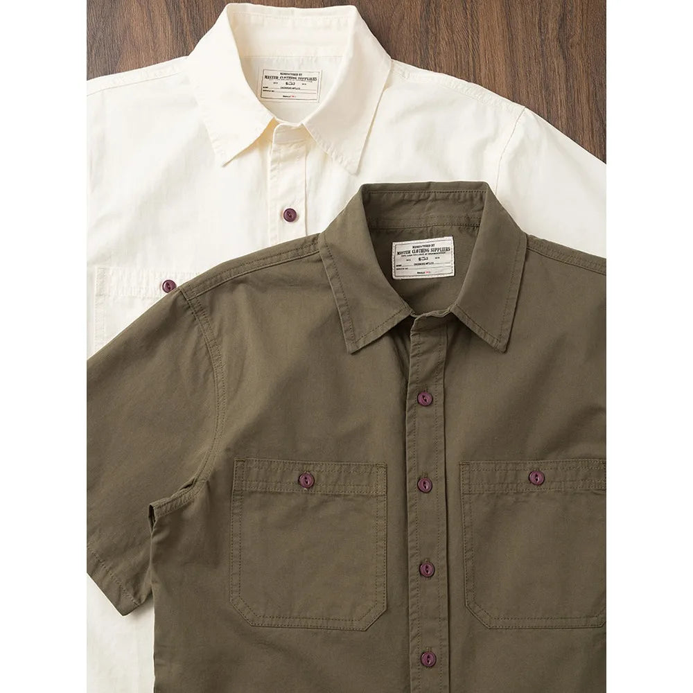 Camisa Casual Hombre | Estilo Retro | Algodón | Manga Corta | Bolsillos | Ticotrendy