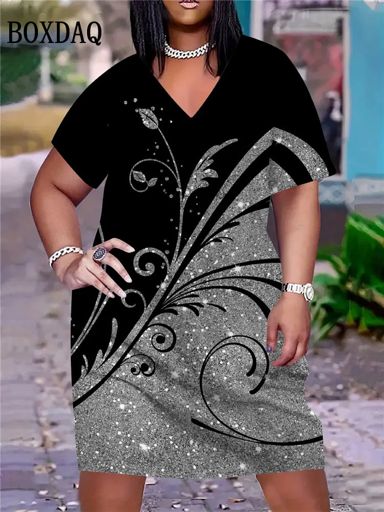 Vestido Degradado Verano | Manga Corta Holgado | Cuello V Talla 6XL | Tico Trendy