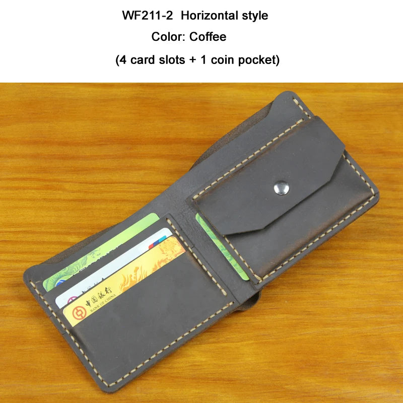Cartera de Cuero Crazy Horse para Hombre | Hecha a Mano | Clips de Cuero | Bolsillo Vertical