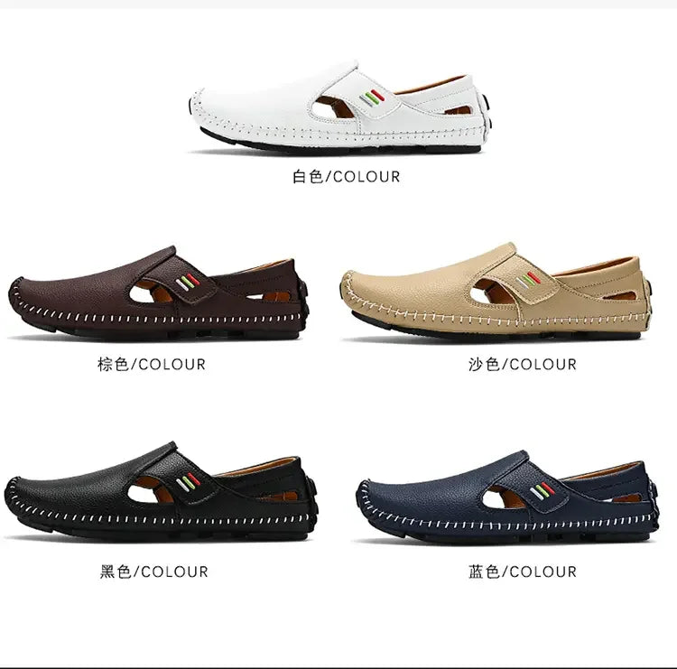 Mocasines Cuero Hombre 2025 ∣ Ahuecados Conducción ∣ Lujo Verano