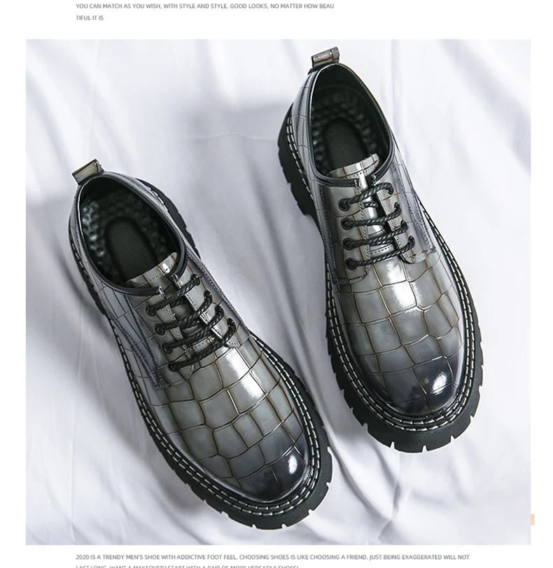 Zapatos Vestir Marrones Hombre | A Cuadros Cordones Punta Redonda Informal Negocios