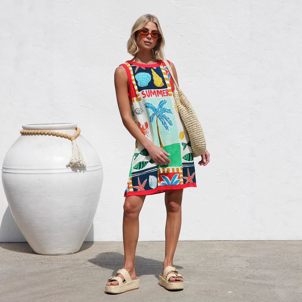 Minivestido Estampado Bohemio para Playa