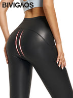 Leggings Piel Sintética Oveja | Realce Cálido Negro | Pantalón de Moda OI | Ticotrendy