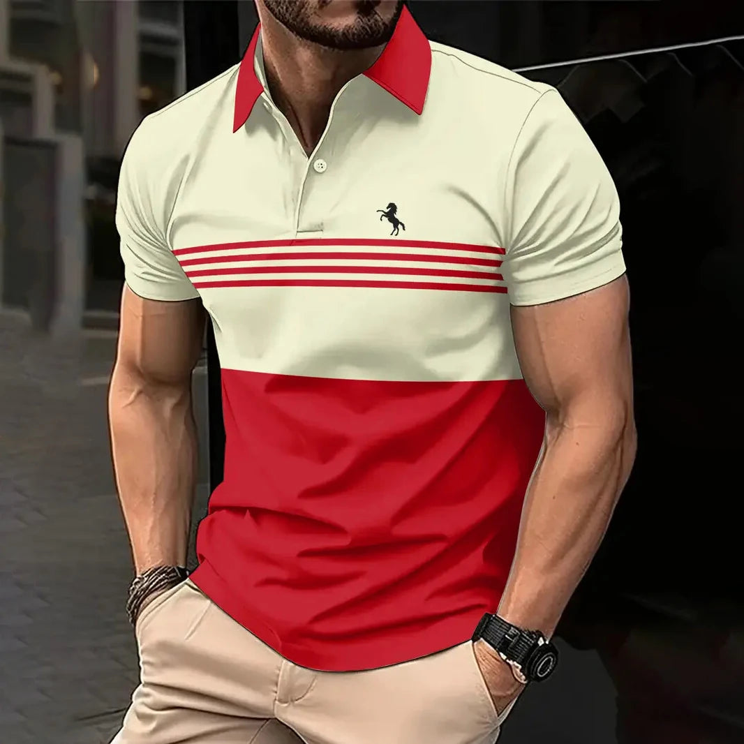 Polo Hombre Casual ∣ Verano con Botones ∣ Estampado de Rayas