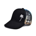 Trucker Cool Designs Transpirable Cocoteros Bordado Béisbol Sombra al aire libre Protección solar Gorra de malla Sombrero para el sol para hombres y mujeres