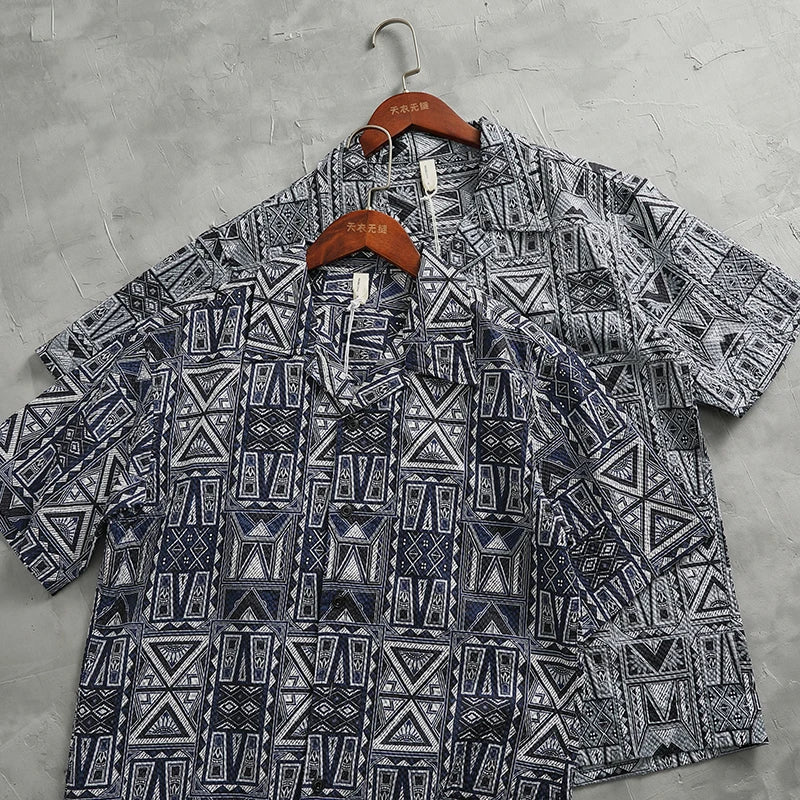 Camisa Hawaiana Hombre | Estampado Geométrico | Manga Corta | Verano | Ticotrendy Costa Rica