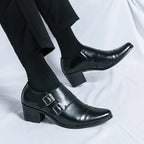 Zapatos Vestir Hombre Ticotrendy Piel Dividida Retro Punta Puntiaguda Boda | Con Hebilla