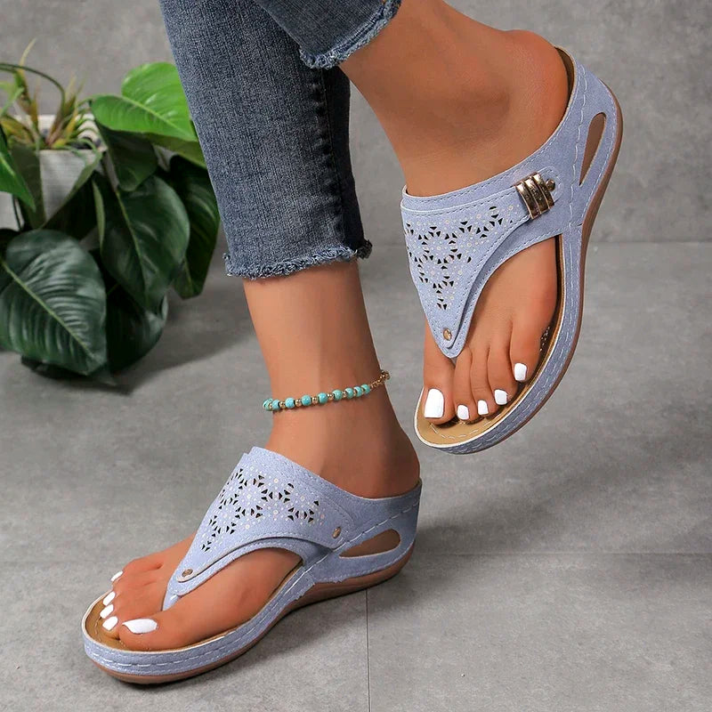 Chanclas de Mujer | Suela Gruesa y Cuña | Estilo Vintage | Ligeras
