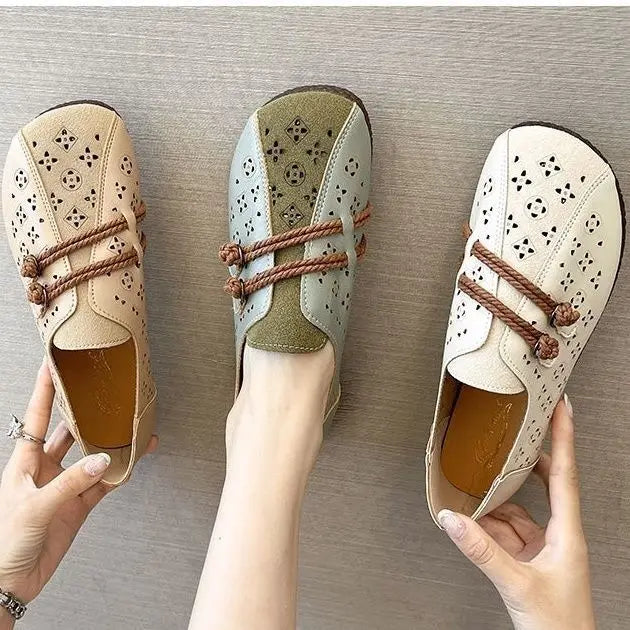 Mocasines de Diseñador con Punta Cuadrada | Ajuste Ancho | Cuero Suave | Novedad