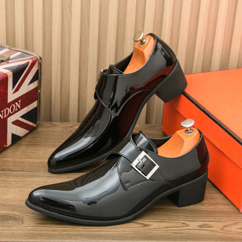 Mocasines Negros Lujo Hombre | Punta Puntiaguda Sin Cordones Zapatos Oxford Boda