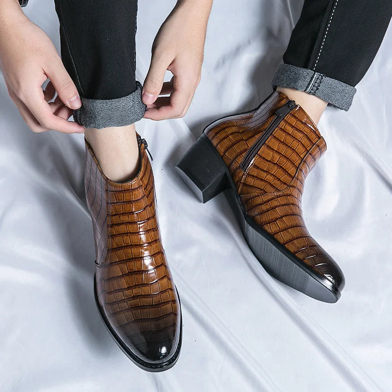 Zapatos Formales Hombre Ticotrendy Piel Dividida Boda Cómodos Con Cremallera | Punta Puntiaguda