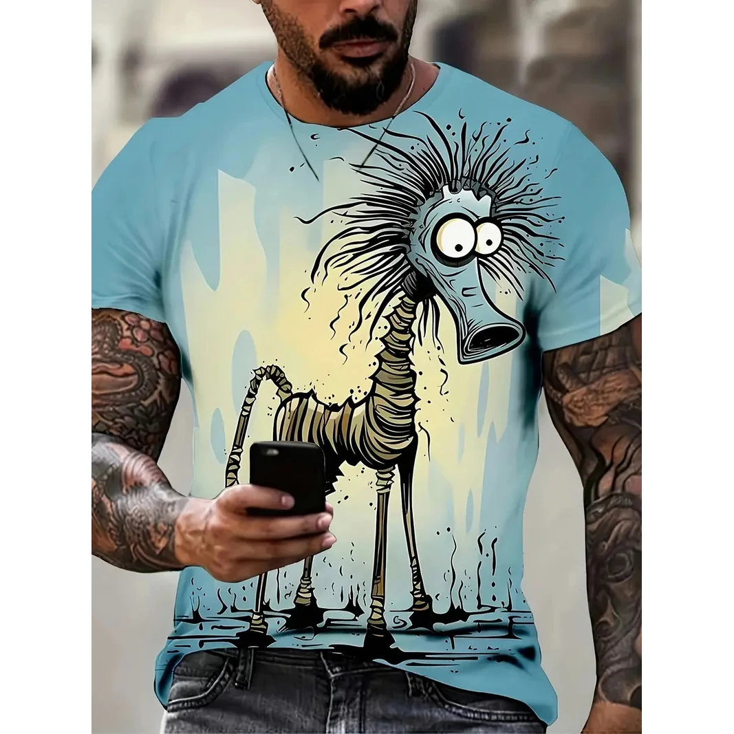 Camiseta Oversize Hombre ∣ Estampado Animal ∣ Moda Urbana Verano