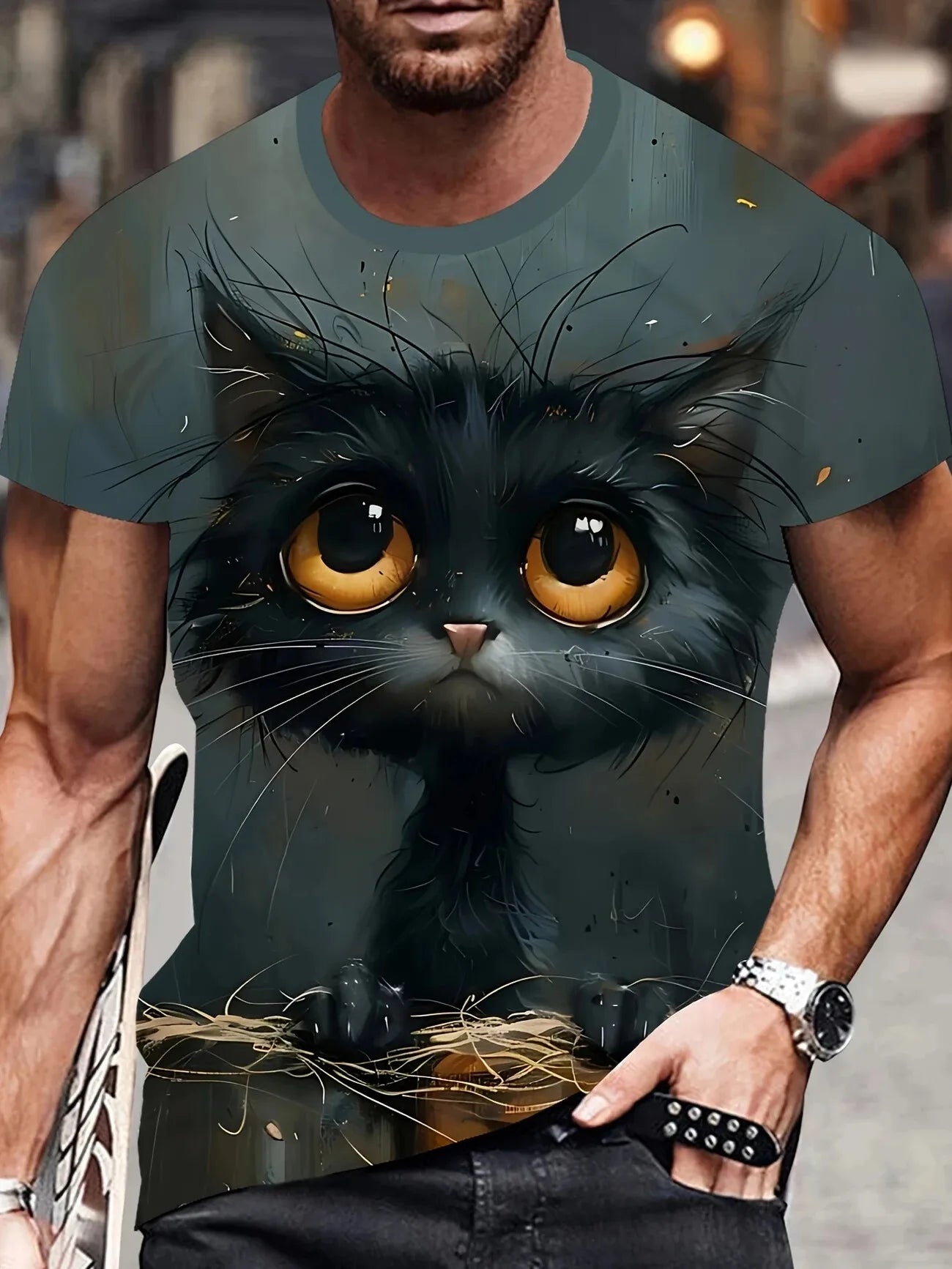 Camiseta Hombre Verano Estampado Animal 3D | Manga Corta Secado Rápido Vintage