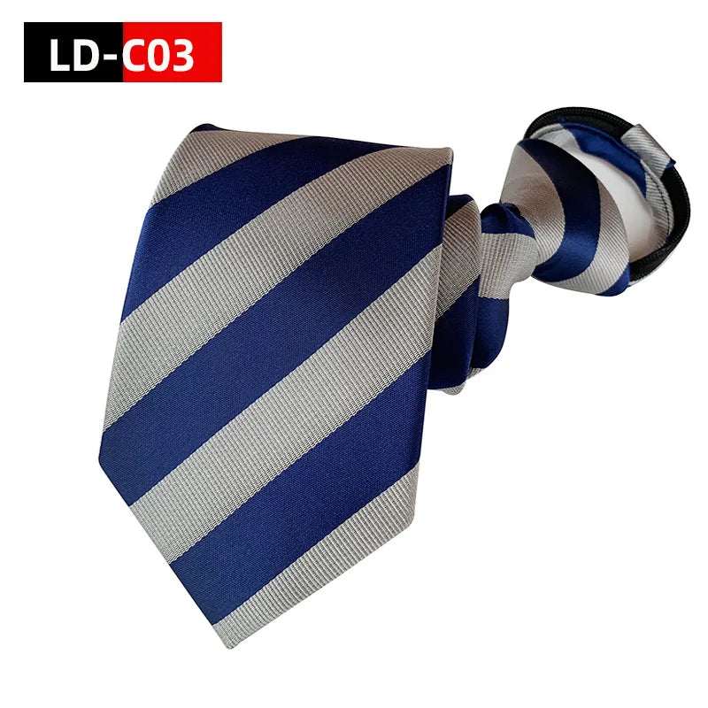 Corbata Preatada Con Cremallera Rayada Elegante y Práctica Para Bodas