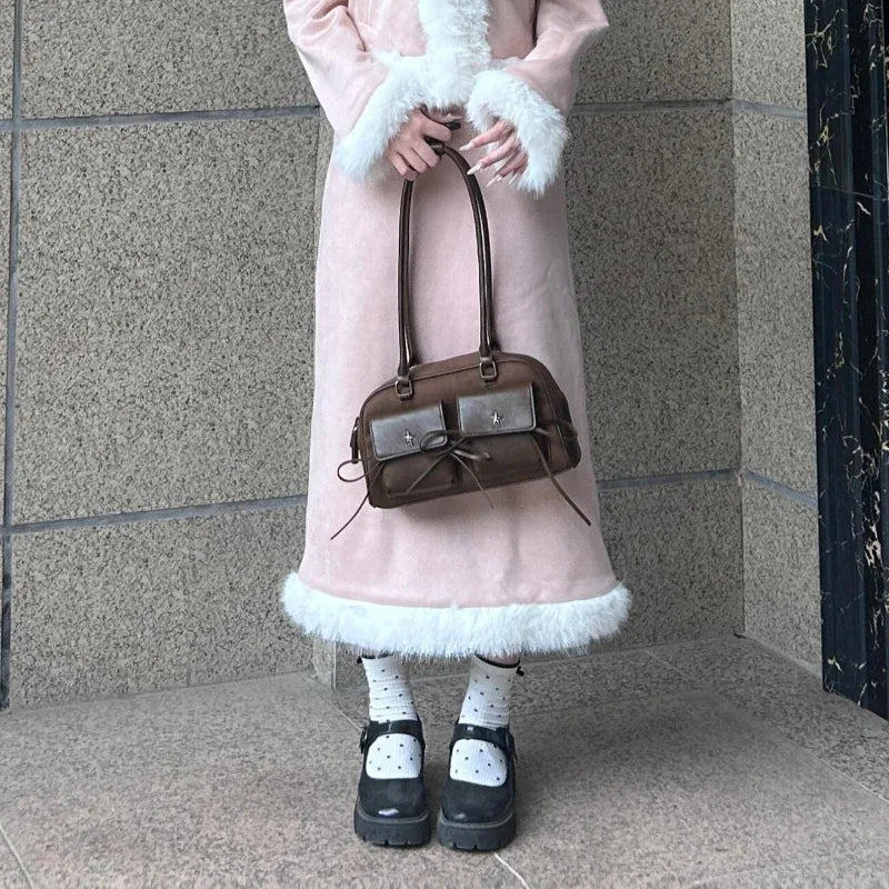 Bolso de Hombro Vintage para Mujer, Piel Sintética Mate