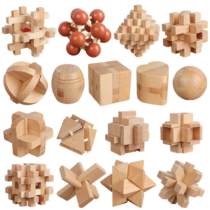 Juego de 3 uds. De rompecabezas de madera LuBan Lock, rompecabezas, juguetes de prueba IQ, juegos mentales educativos para adultos y niños, juego de enclavamiento desbloqueado