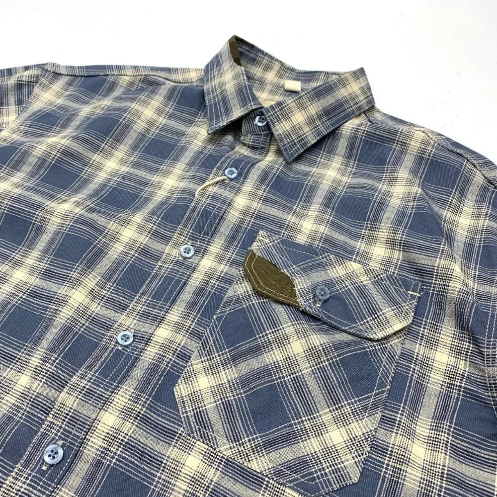 Camisa Cuadros Hombre | Algodón 100% | Estilo Retro Japonés | Manga Corta | Ticotrendy Costa Rica