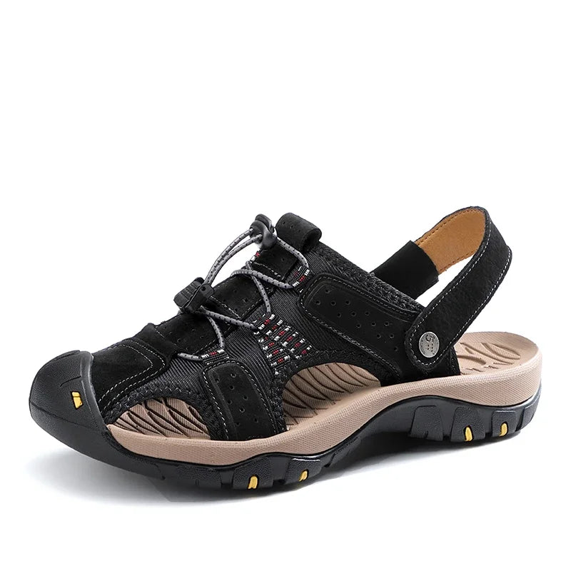Sandalias Cuero Genuino Hombre Playa Casual Hechas a Mano | Estilo Conciso Lujo