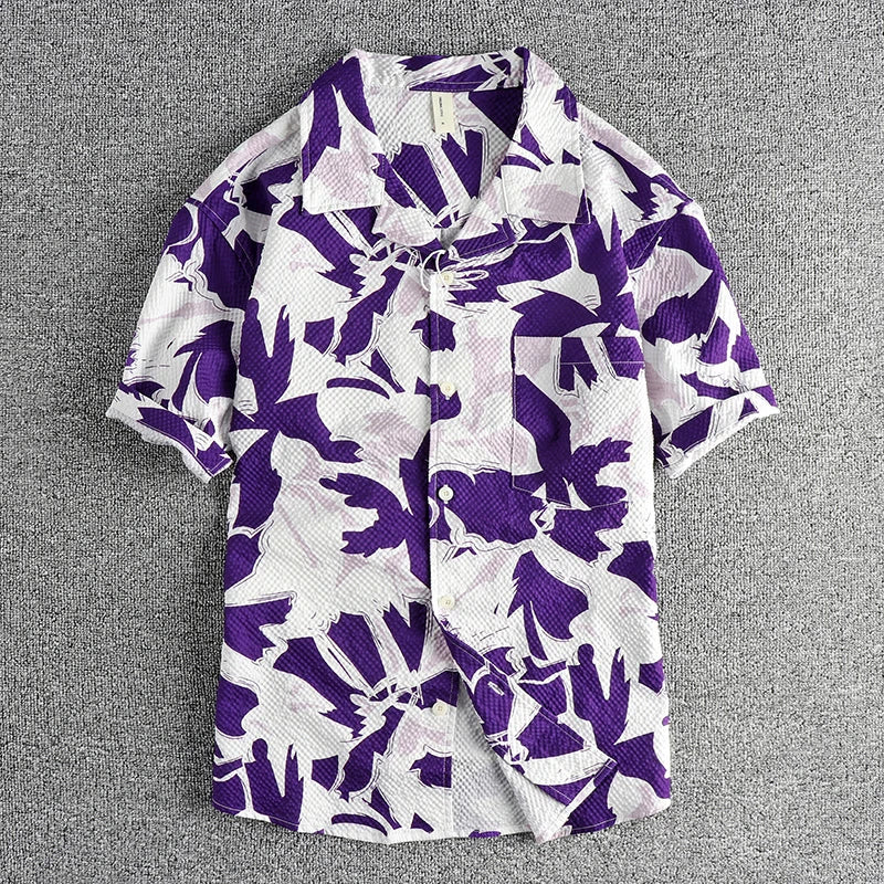 Camisa Hawaiana Hombre | Estampado Floral | Tela Seersucker | Manga Corta