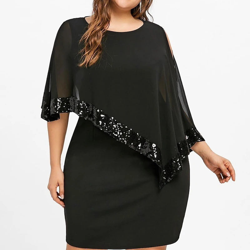Vestido de Fiesta | Talla Grande | Lentejuelas y Hombros Descubiertos
