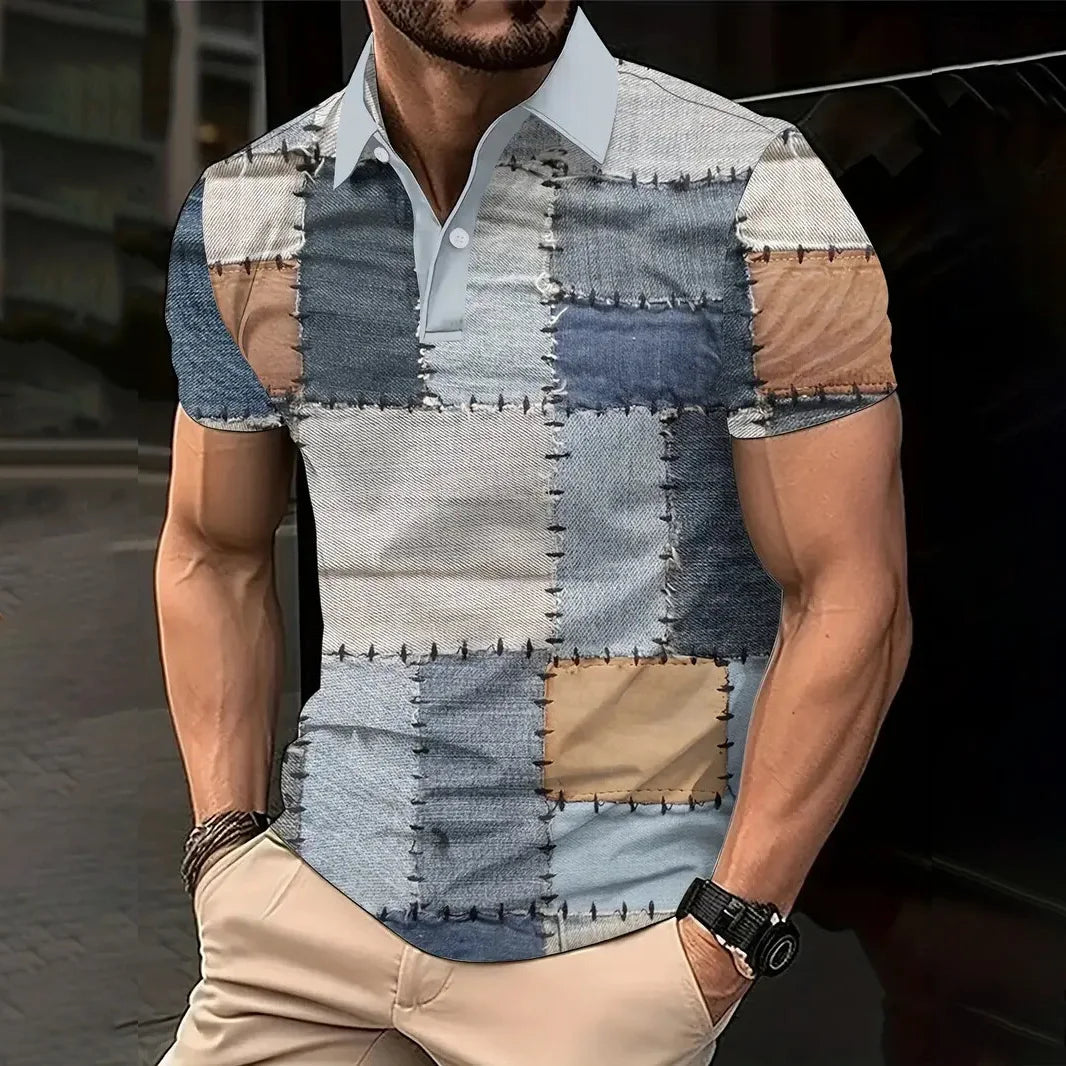 Polo Vintage Hombre Verano | Diseño Estampado Informal Manga Corta Transpirable