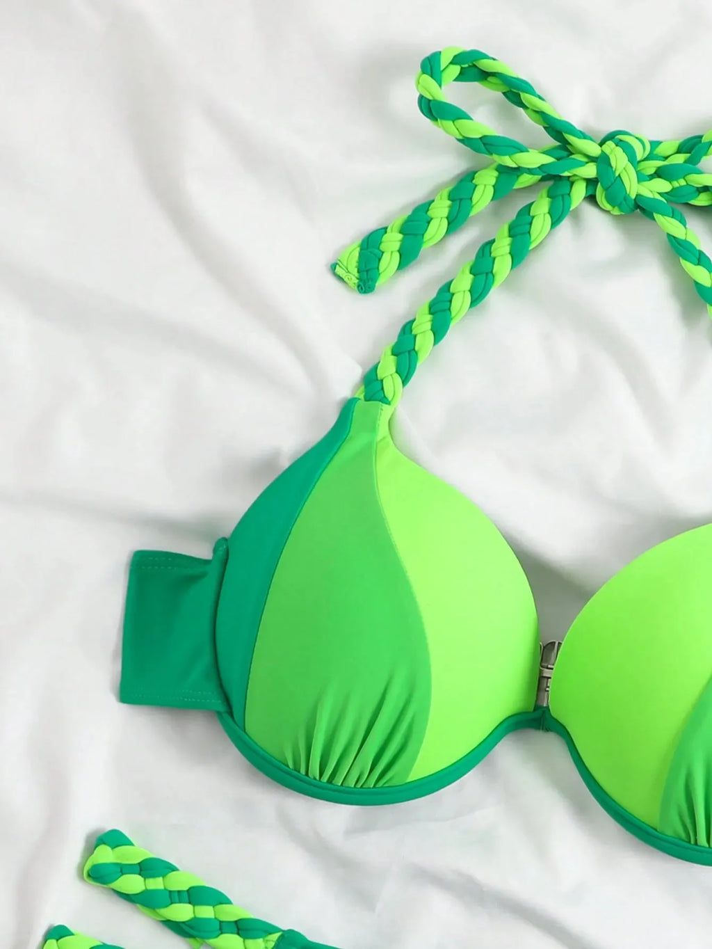 Bikini Push Up Colorblock con Estilo Halter para Playa