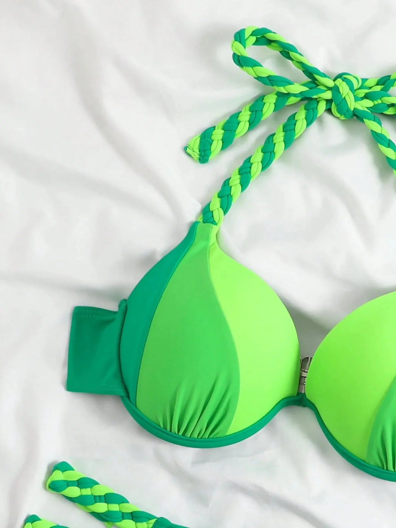 Bikini Push Up Colorblock con Estilo Halter para Playa
