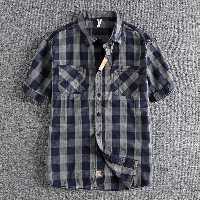 Camisa Cuadros Hombre | Algodón Lavado | Estilo Gótico | Manga Corta | Ticotrendy Costa Rica