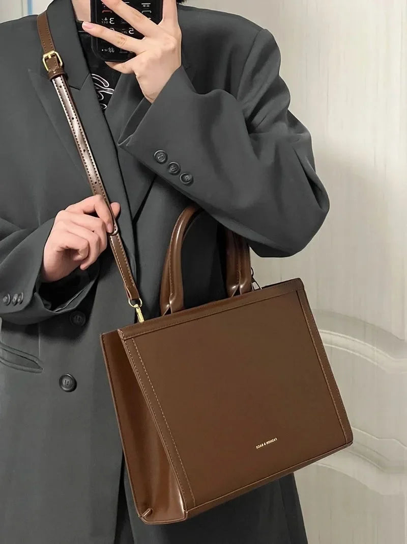 Bolso Mensajero Vintage Mujer Gran Capacidad Cuero PU