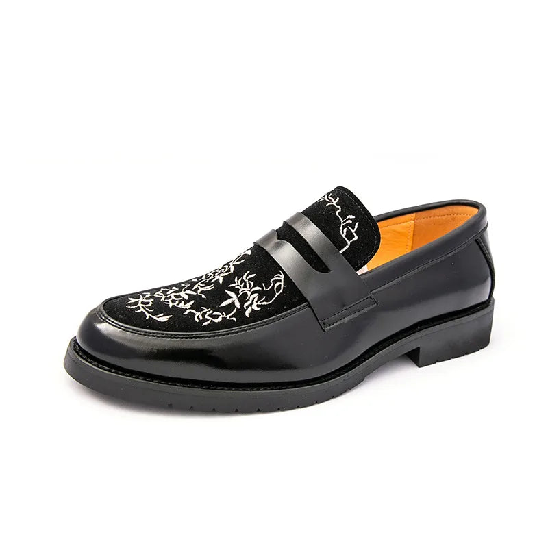 Mocasines Lujo Hombre Punta Redonda Cuero PU Formales Negocios | Sin Cordones