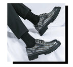 Zapatos Vestir Marrones Hombre | A Cuadros Cordones Punta Redonda Informal Negocios