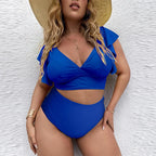Bikini de Talla Grande con Volantes - Estampado y Tiro Alto para Playa
