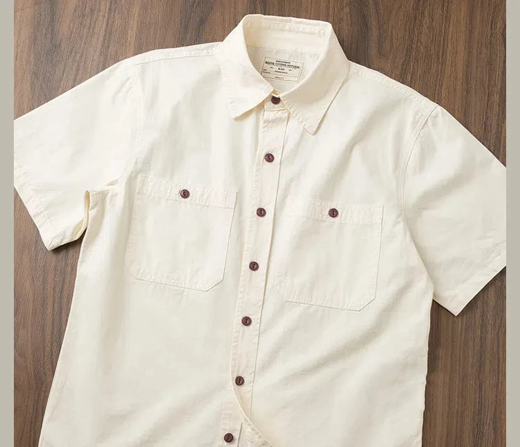 Camisa Casual Hombre | Estilo Retro | Algodón | Manga Corta | Bolsillos | Ticotrendy