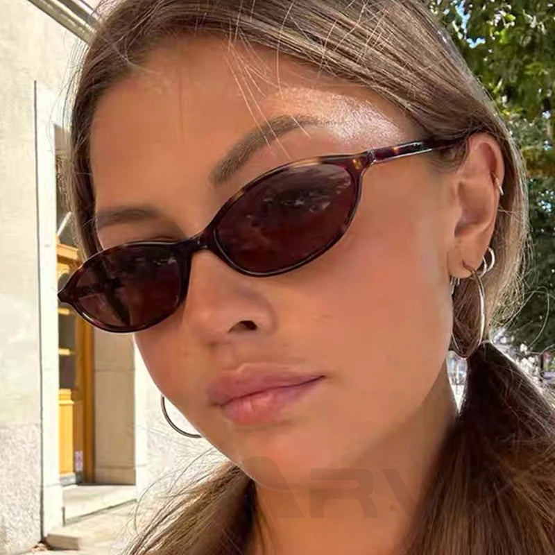 Gafas Sol Ovaladas Retro Leopardo Marrón | Montura Pequeña A La Moda UV400 Viajar