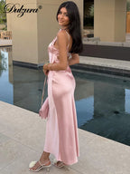 Vestido Midi Y2K | Espalda Descubierta y Tirantes Finos | Fiesta Dulzura