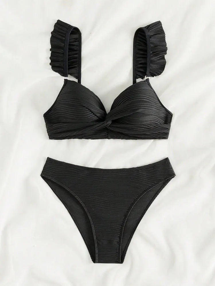 Bikini Push Up con Detalle Recortado y Volantes para Playa