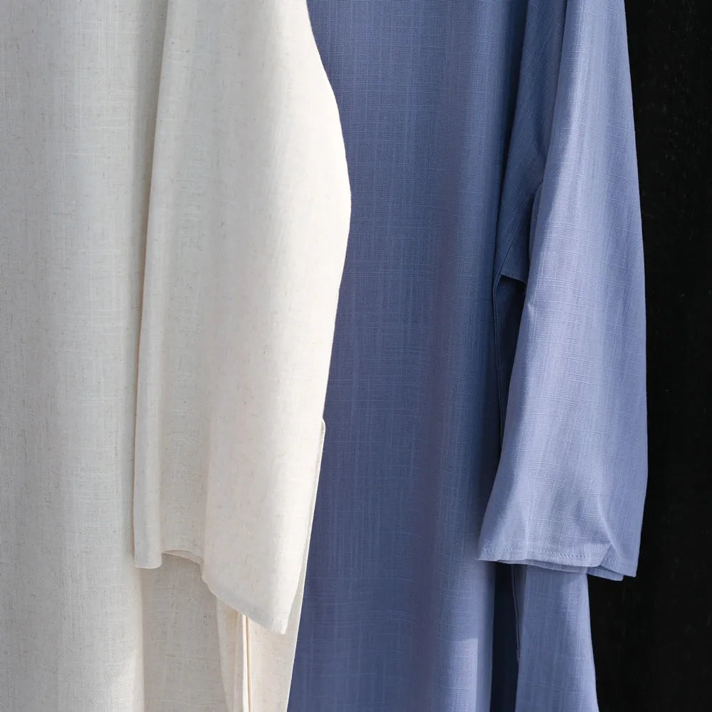 Vestido Bandage de lino y algodón Eid para mujer, vestido de fiesta Abaya musulmán, caftán árabe de Dubái, Turquía, Marruecos, vestido islámico
