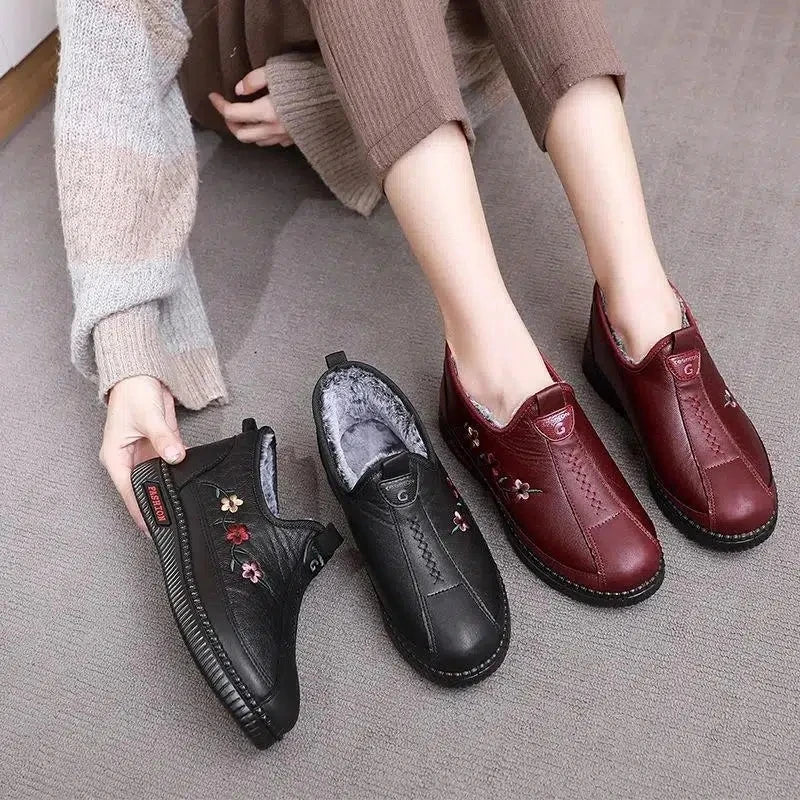 Zapatillas De Invierno Para Mamá | Mocasines Tipo Oxford Felpa Calidad