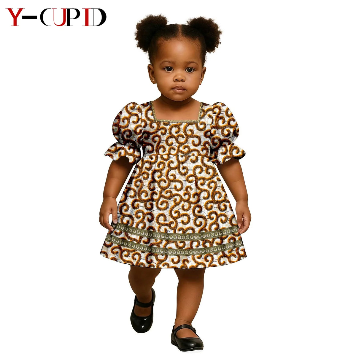 Vestido Ankara Manga Abullonada Cuentas Niña | Fiesta | Tallas XS-XXL | Tico Trendy
