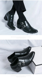 Zapatos Vestir Hombre Ticotrendy Piel Dividida Retro Punta Puntiaguda Boda | Con Hebilla