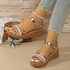 Sandalias de Plataforma con Lazo y Hebilla Trasera para Mujer - Elegantes y Antideslizantes