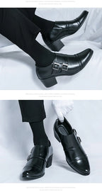 Zapatos Vestir Hombre Ticotrendy Piel Dividida Retro Punta Puntiaguda Boda | Con Hebilla