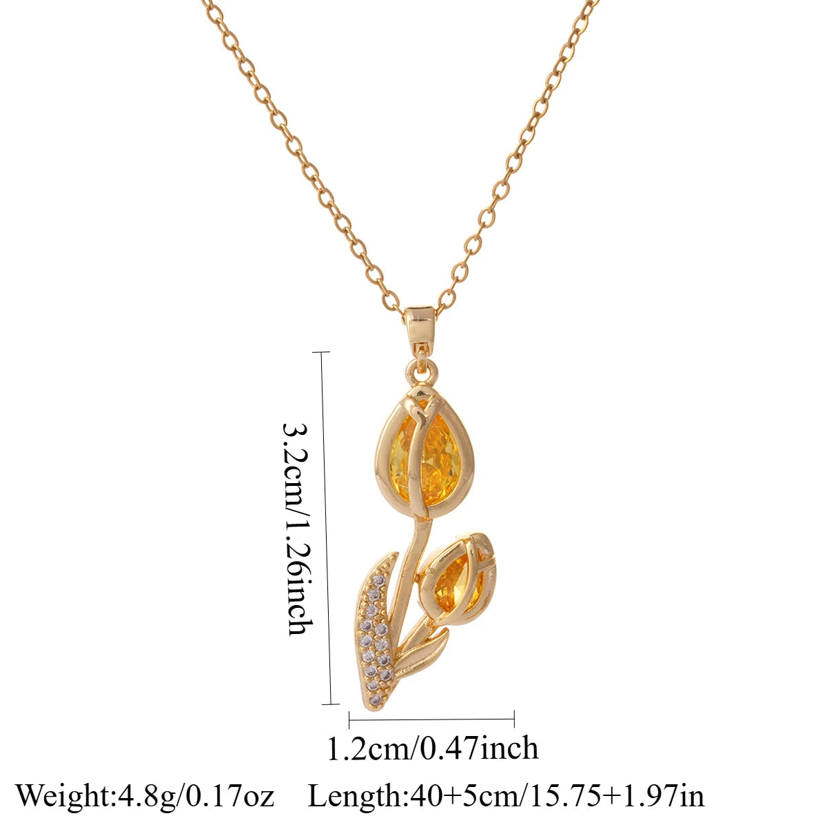 Collar Elegante Tulipán Circón ∣ Cadena Acero Inoxidable ∣ Joyería Moda Femenina