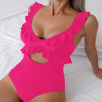 Traje de Baño de Una Pieza con Volantes - Monocromático y Sexy 2024