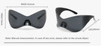 Gafas Sol Gran Tamaño Sin Montura Futuristas | PUNK Y2K Plateadas UV400 Espejo