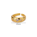 Anillo Ticotrendy Texturizado | Circón Cúbico | Acero Inox Oro | Joyería Boda