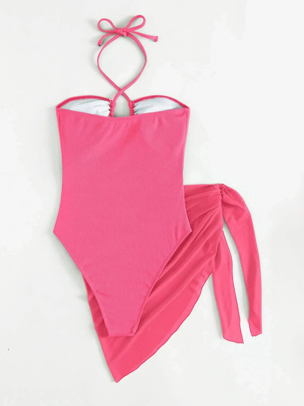 Bañador de Una Pieza Halter Recortado con Falda - Estilo Sexy y Monocromático